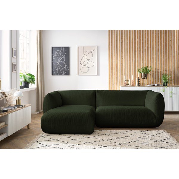 Roheline kordvillane nurgadiivan (vasakpoolne nurk) Lecomte - Bobochic Paris-image-1