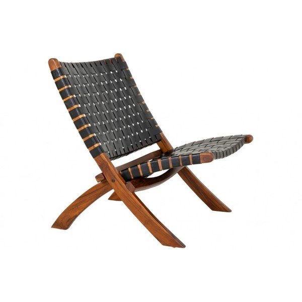 Mustast nahast kangastega tugitool Perugia - House Nordic-image-3