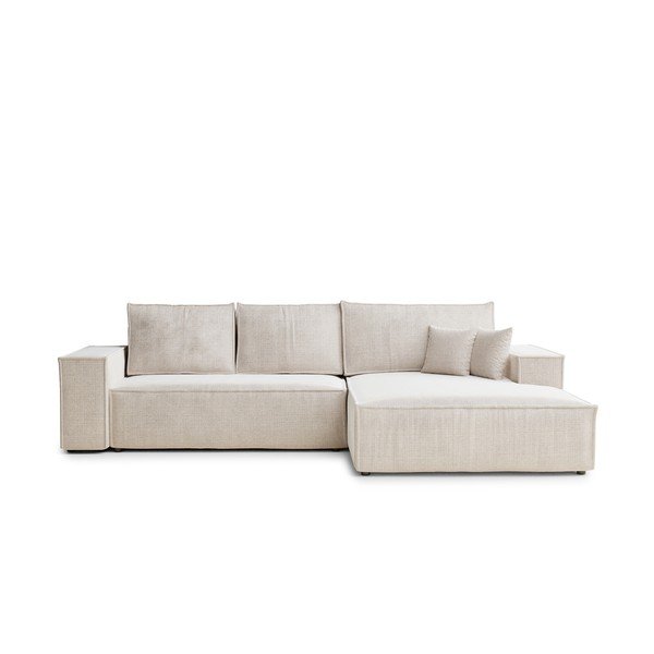 Kreemjas šenilldiivanvoodi/panipaigaga nurgadiivan (parem nurk/diivanvoodiga) Maze - Maison de Rêve