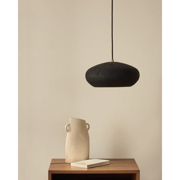 Must rippvalgusti metallist varjuga ø 30 cm Inda - Kave Home-image-1