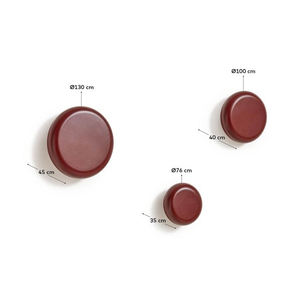 Punased seinale kinnitatavad puidust konksud 3tk komplektis Nadue - Kave Home-image-3