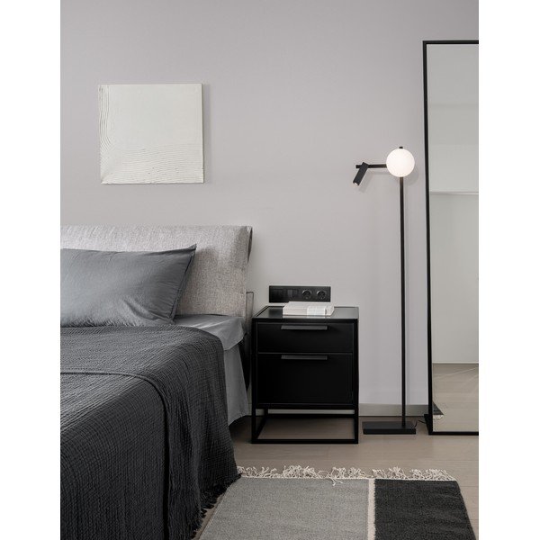 Valge/must metallist LED-põrandalamp painduva konstruktsiooni ja klaasist varjuga (kõrgus 150 cm) Joline - Nova Luce-image-2
