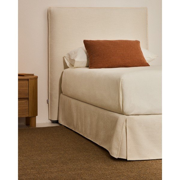 Valge polsterdatud üheinimesevoodi ilma peatsita 90x200 cm Jaira - Kave Home-image-1