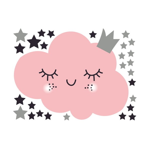 Pink Clound ja tähed seinakleebiste komplekt - Ambiance-image-2