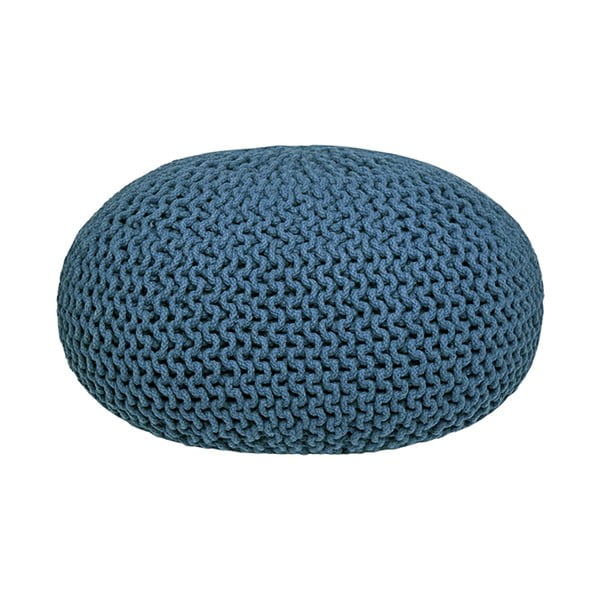 Modrý pletený puf LABEL51 Knitted XL, ⌀ 70 cm