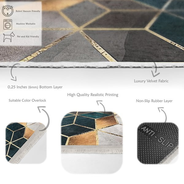 Valge-petrooleumivärvi pestav koridorivaip 80x200 cm - Mila Home-image-3