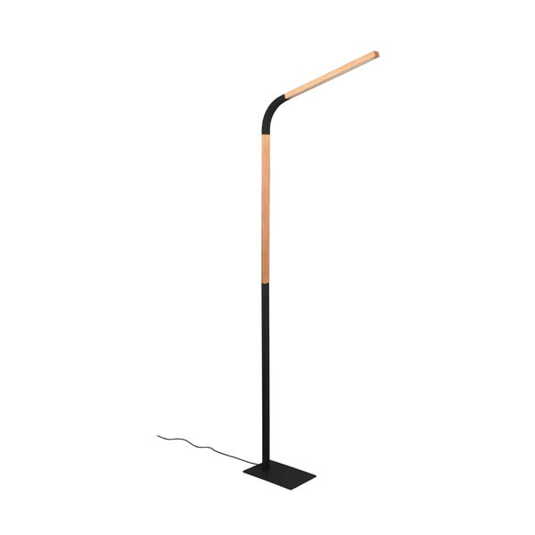 Must-puiduvärvi LED-põrandavalgusti puidust varjuga  (kõrgus 169,5 cm). Norris - Trio-image-1