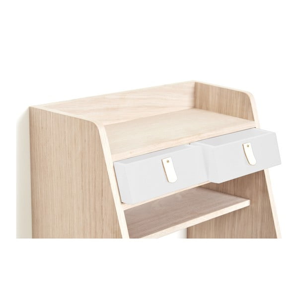 Nástěnná police v dekoru dubového dřeva s 2 bílými zásuvkami HARTÔ Suzon-image-4