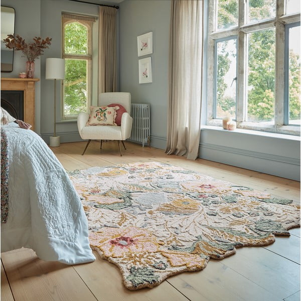 Heleroosa käsitsi kootud villane vaip 160x230 cm Daphne Shaped Floral - Flair Rugs-image-1