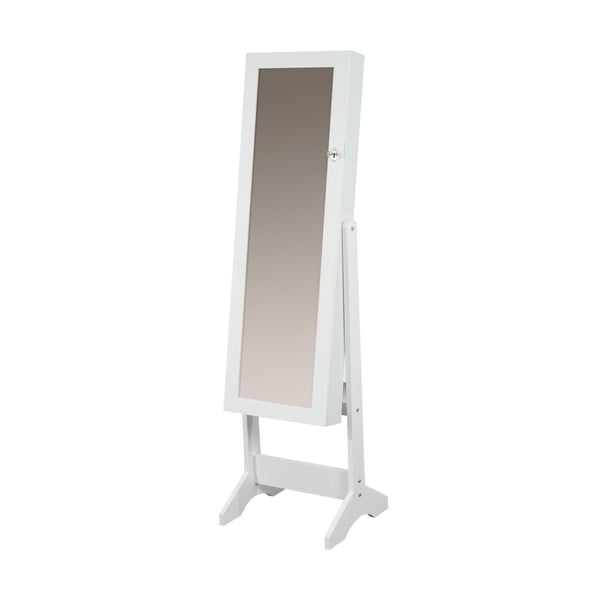 Stojací zrcadlo se šperkovnicí Mendler White, 150x37 cm
