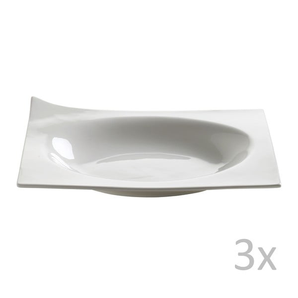 Sada 3 porcelánových hlubokých talířů Maxwell & Williams Page, délka 25,5 cm