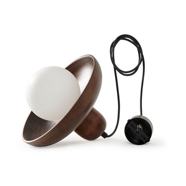 Pruun ripplamp puidust varjuga, ø 25 cm Elsa - Opviq lights-image-3