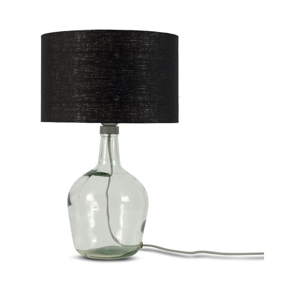 Stolní lampa s černým stínidlem a konstrukcí z recyklovaného skla Good&Mojo Murano, ⌀ 30 cm