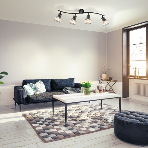 Must laevalgusti metallist-rotangist varjuga 10,5x70 cm Straw - Fischer & Honsel-image-1