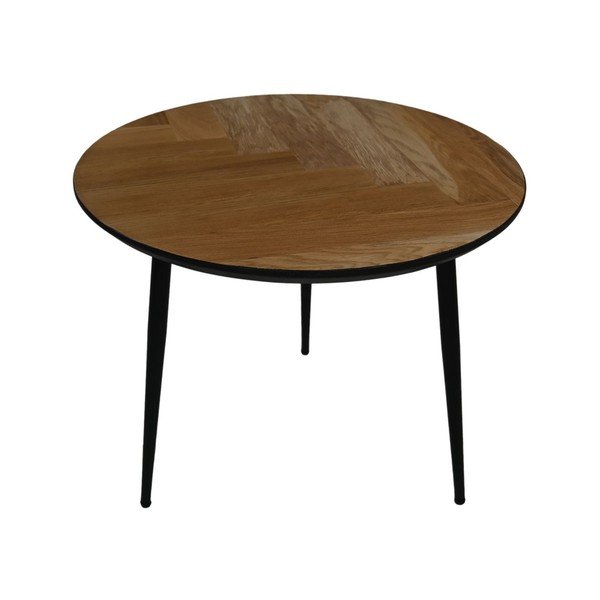 Mustast tammest ümmargune kohvilaud ø 60 cm Fishbone - HSM collection-image-3