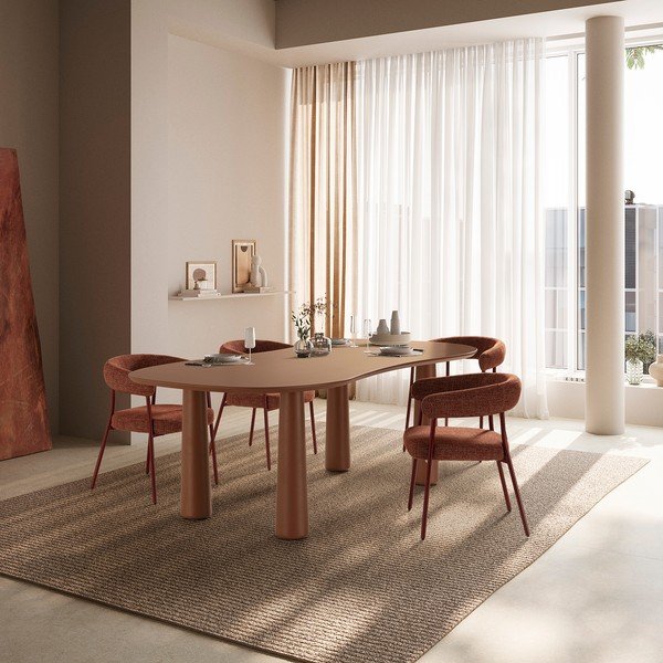 Terrakotta tooni polsterdatud söögitoolid käetugedega, 2 tk komplektis Yuri - MOME-image-1