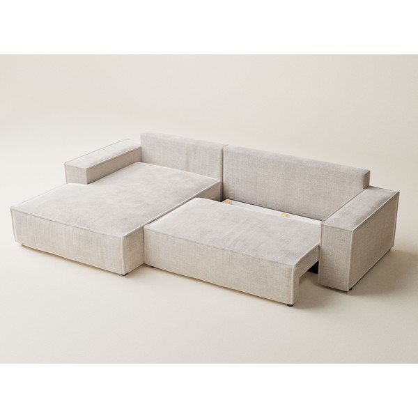 Kreemjas šenilldiivanvoodi/panipaigaga nurgadiivan (vasak nurk/diivanvoodiga) Maze - Maison de Rêve-image-3