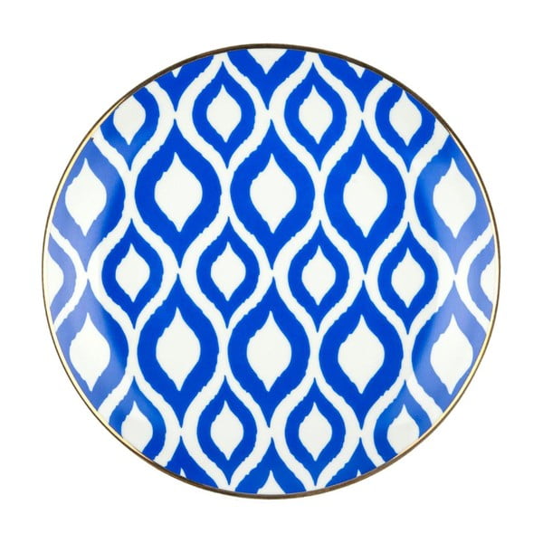 Modrobílý porcelánový talíř Vivas Ikat, Ø 23 cm