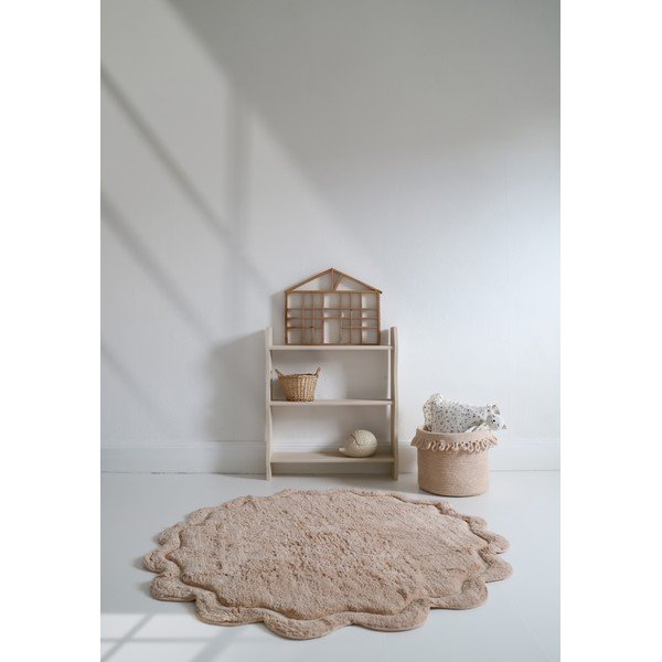 Heleroosa käsitsi kootud puuvillane ümmargune pestav vaip ø 110 cm Sweet April Nude - Nattiot-image-2