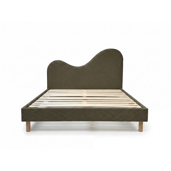 Roheline polsterdatud kaheinimesevoodi liistudest raamiga 160x200 cm Celina - Bobochic Paris