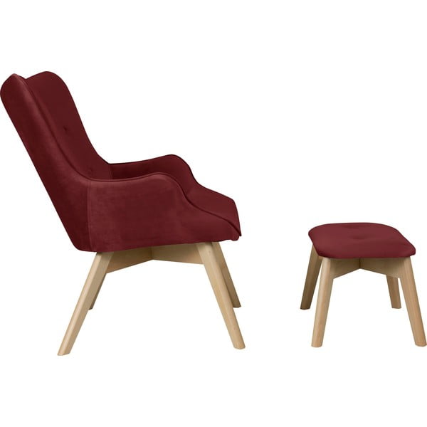 Punane sametist tugitool koos jalatoega Niko - Ropez-image-3