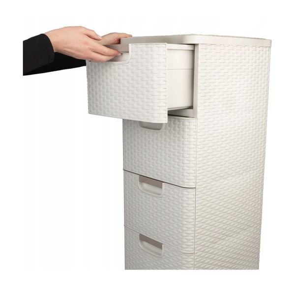 Kreem plastikust kõrge vannitoakapp 33x79 cm Rattan - Curver-image-1