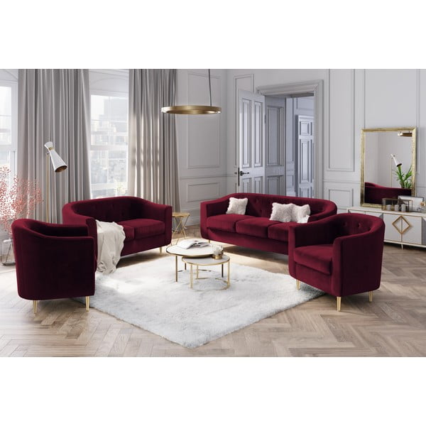 Červená sametové křeslo Kooko Home Corde-image-1