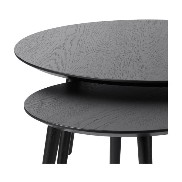 Mustad ümmargused tammepuidust diivanilauad 2 tk komplektis ø 88 cm Adda - Unique Furniture-image-3