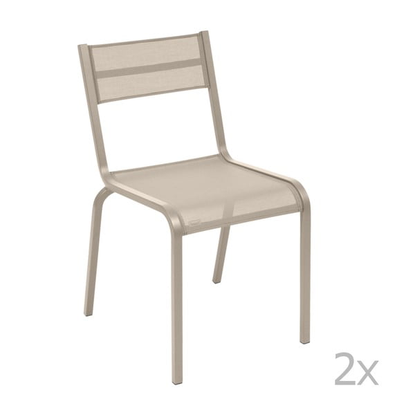 Sada 2 béžových kovových zahradních židlí Fermob Oléron