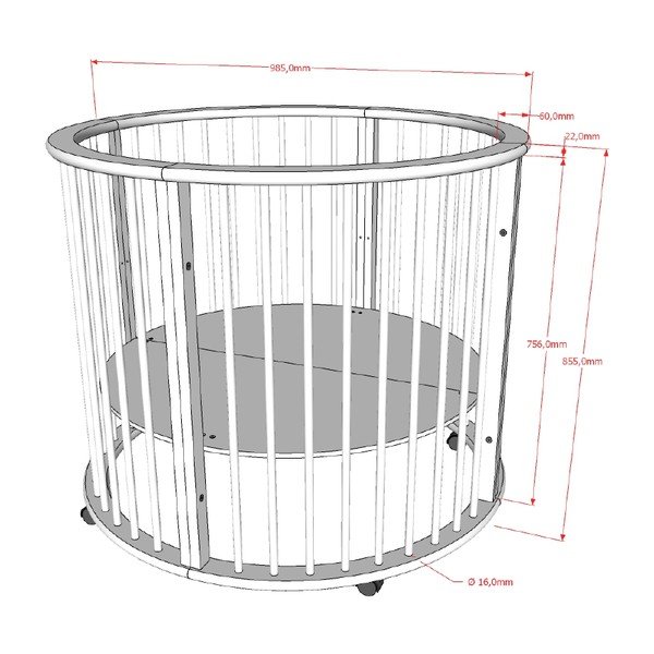 Valge pöögipuidust mänguaedik 90x90 cm Dino - Vipack-image-3