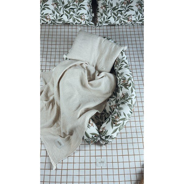 Kreem musliinist laste tekk ja padi komplektis  100x130 cm Muslin Linen – Malomi Kids-image-1