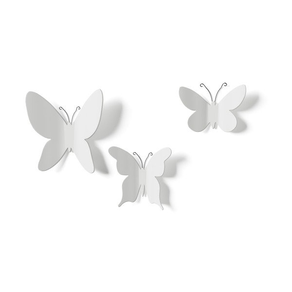 9 valge 3D seinakaunistuse komplekt Butterflies - Umbra-image-3