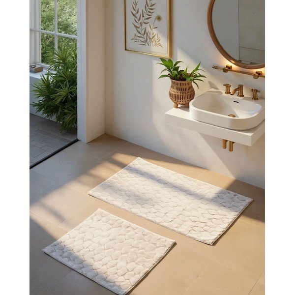 Kreemikad vannitoamatid komplektis 2 tükki 60x100 cm Rabbit - Foutastic-image-1