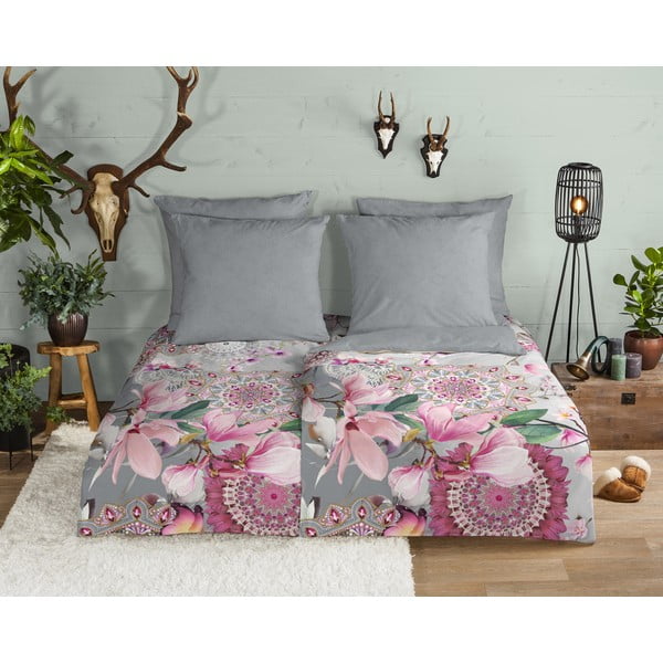 Roosa ja hall flanell voodipesu 140x200 cm - HIP-image-1