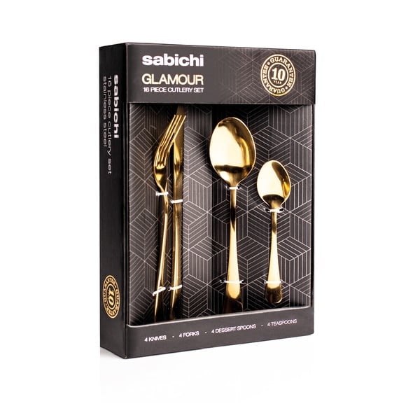 16-osaline kuldne söögiriistade komplekt - Sabichi-image-1