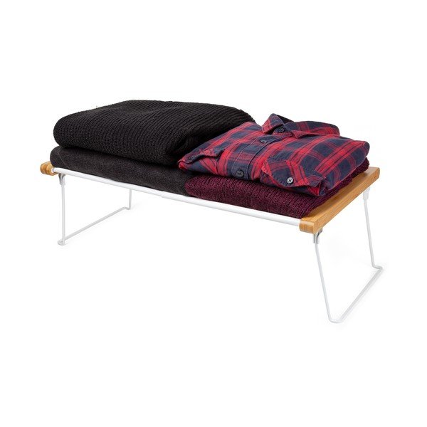 Valge reguleeritav riideid riiul laiendatud riiulite riiulite riiul - Compactor-image-4