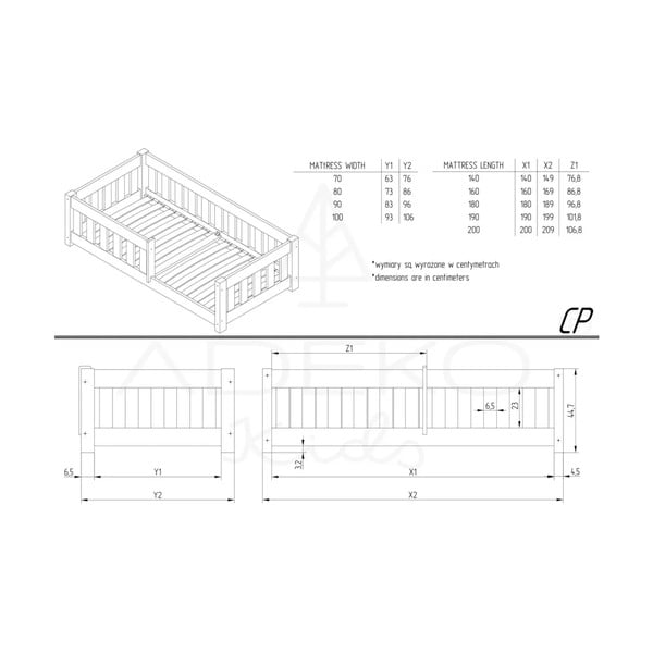 Männipuidust lastevoodi 80x160 cm Mila CP - Adeko-image-4
