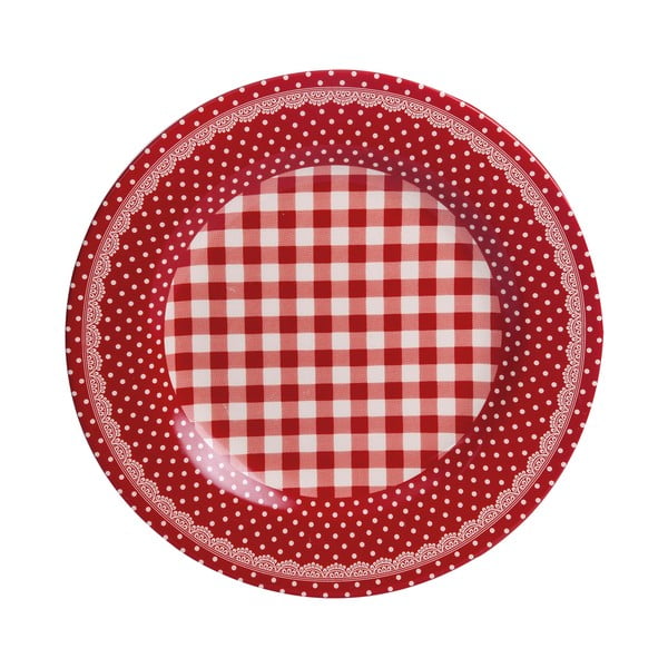 Jídelní talíř Red Dots&Checks, 25.5 cm