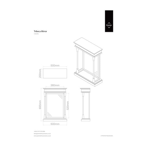 Puidust raamiga seinapeegel 50x70 cm Tribeca - Premier Housewares-image-2