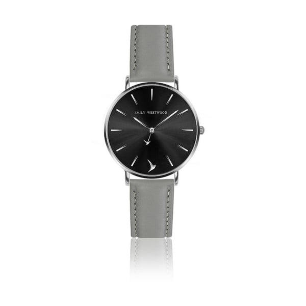Dámské hodinky s šedým páskem z pravé kůže Emily Westwood Claire