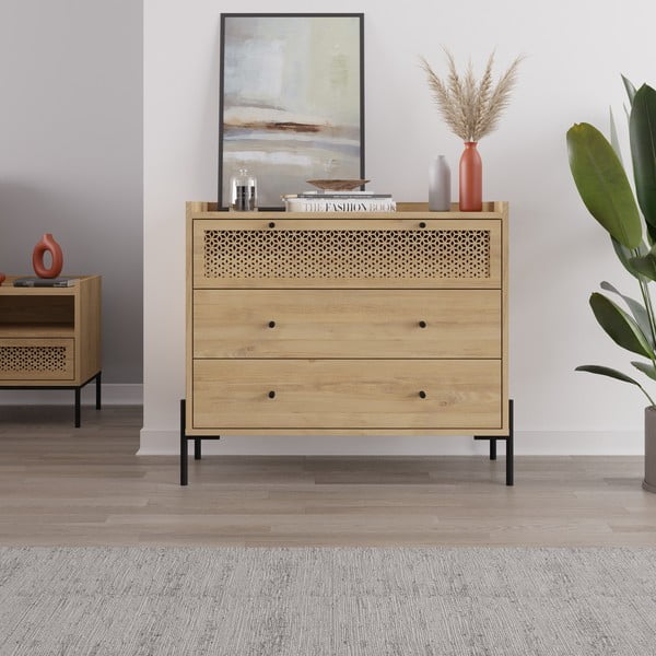 Tammedekooriga madal kummut 90x80 cm Mayra - Marckeric-image-1