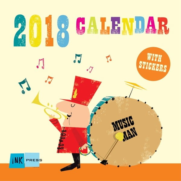 Nástěnný kalendář pro rok 2018 s lepíky Portico Designs Ink Press