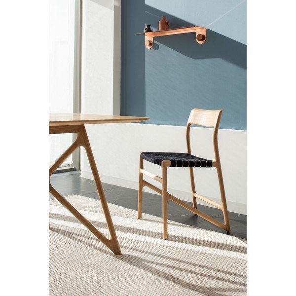 Tammepuidust massiivne söögitool musta istmega Fawn - Gazzda-image-2