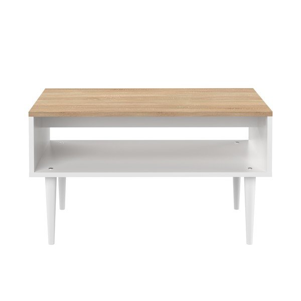 Valge kohvilaud tammeplaadiga 80x47 cm Horizon - TemaHome