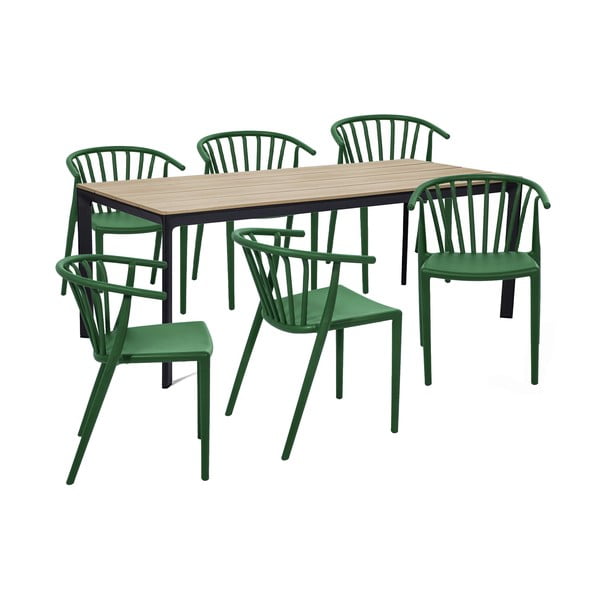 Aia söögikomplekt 6-le inimesele koos rohelise Capri tooli ja Thor lauaga, 210 x 90 cm Thor & Capri - Bonami Selection