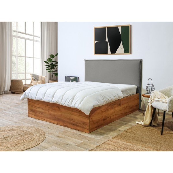 Hall polsterdatud kaheinimesevoodi koos voodipõhjaga 140x190 cm Cara - Bobochic Paris-image-1