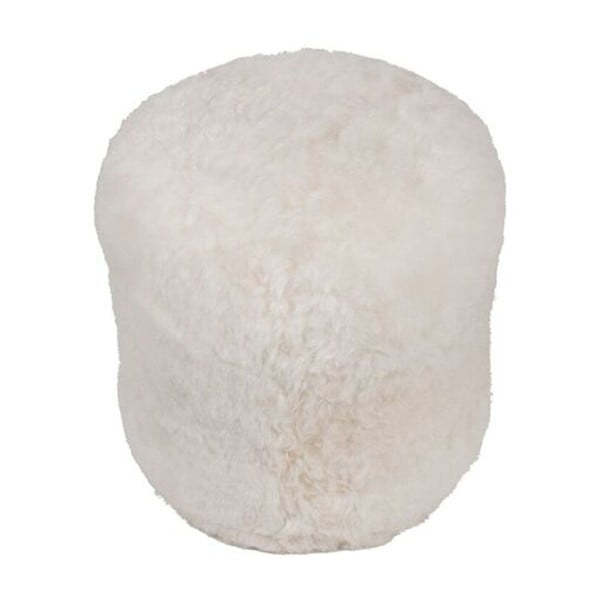 Kožešinový puf s extra krátkým chlupem Natural White, 42x42x46 cm