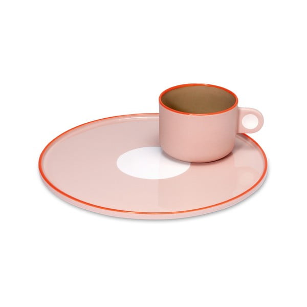 Komplekt roosa keraamiline tass ja taldrik, 250 ml Greta - Remember