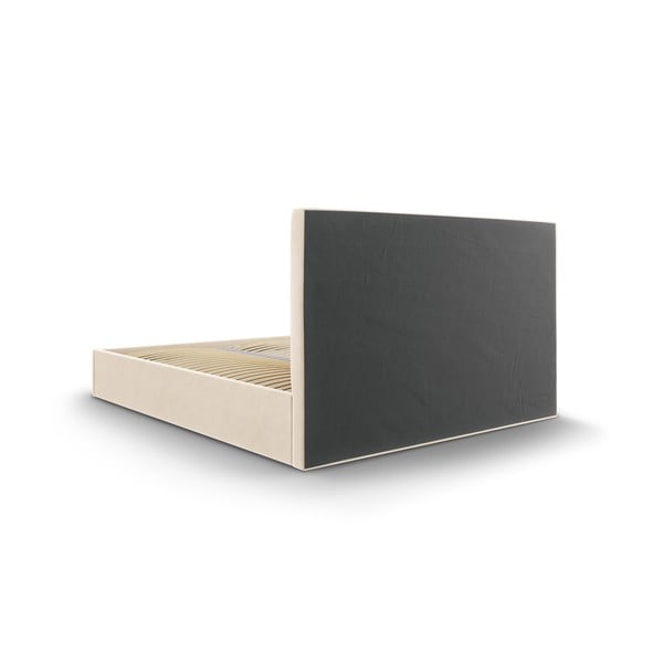 Beeži värvi polsterdatud kaheinimese voodi, millel on riiulid 160x200 cm ja hoiuruumid Juniper - Mazzini Beds-image-4