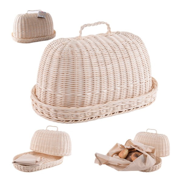 Set chlebníku z ratanu a bavlněné utěrky Orion Oval-image-1